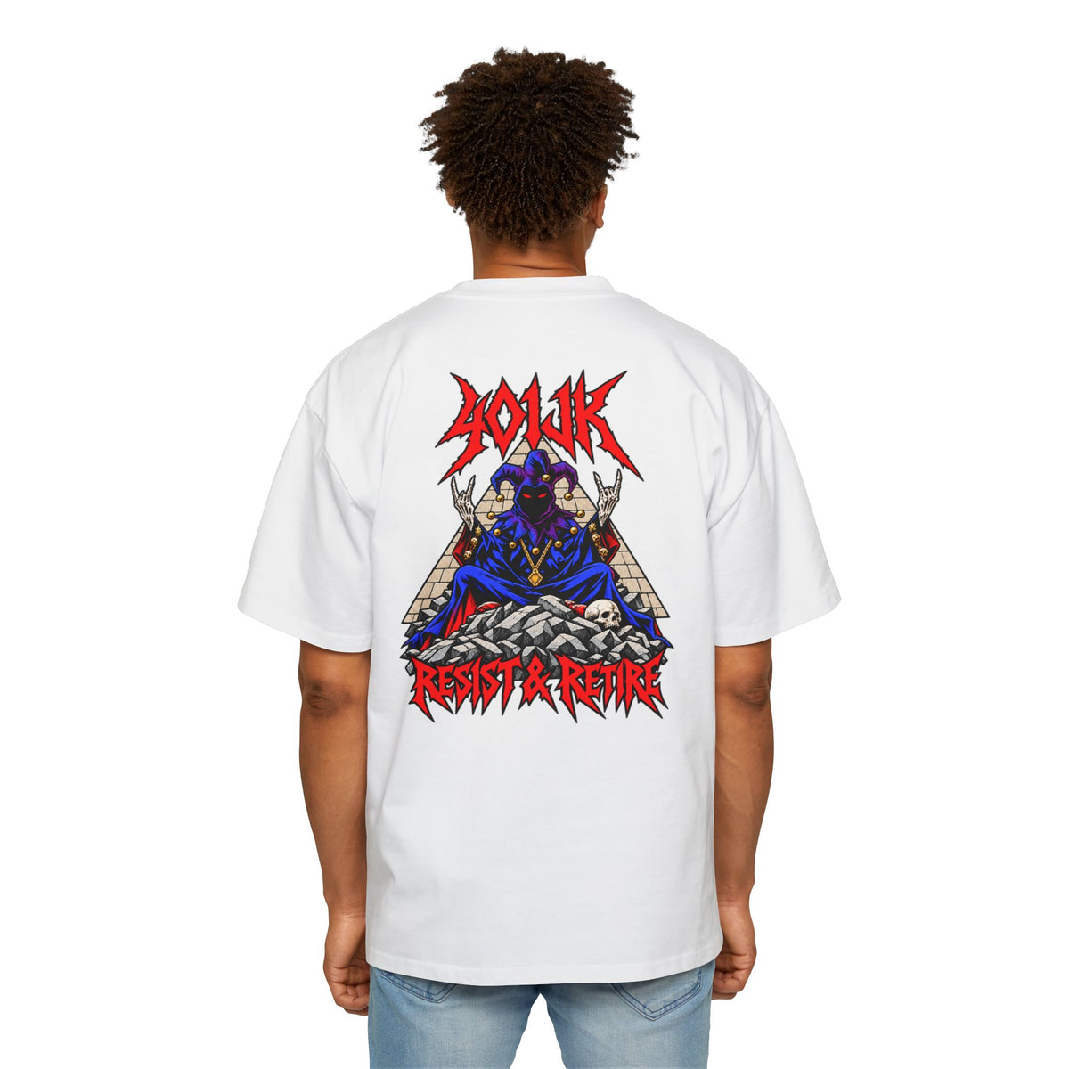 401jK Resist & Retire Metal Jester Oversized Tee